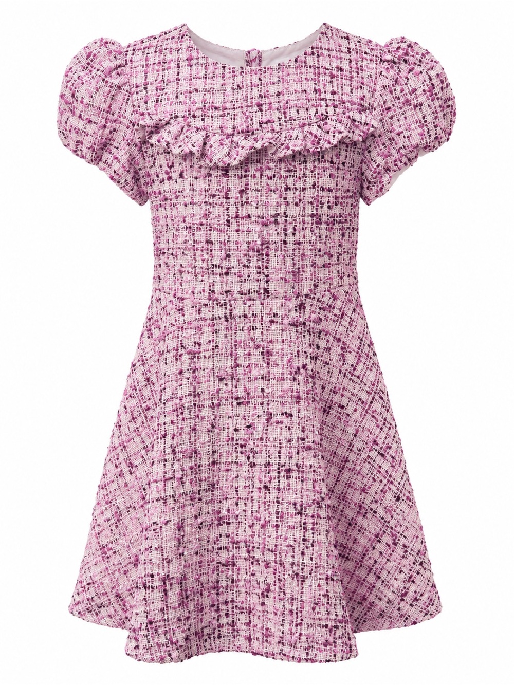 Janie and Jack Tweed Ruffle Dress Girls 7 Pink Bouclé Sparkle Party Holiday